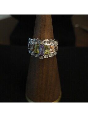 Vintage Size 6 18K GE Rainbow CZ Ring